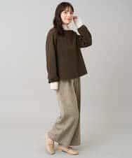 K3LKA25059 a.v.v Elmi(アー・ヴェ・ヴェ) 【低身長サイズ】ツイード調ワイドパンツ グレー