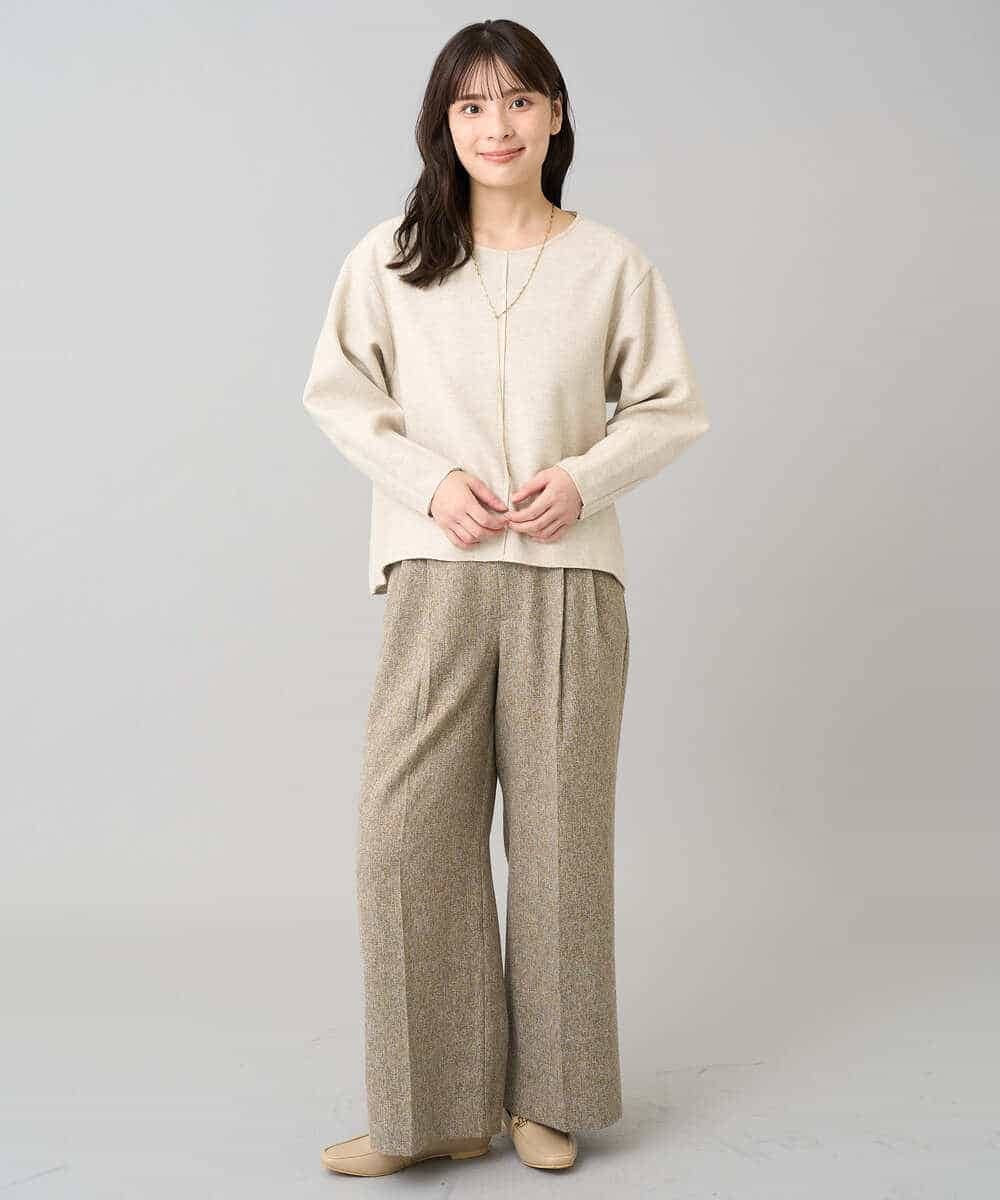 K3LKA25059 a.v.v Elmi(アー・ヴェ・ヴェ) 【低身長サイズ】ツイード調ワイドパンツ グレー