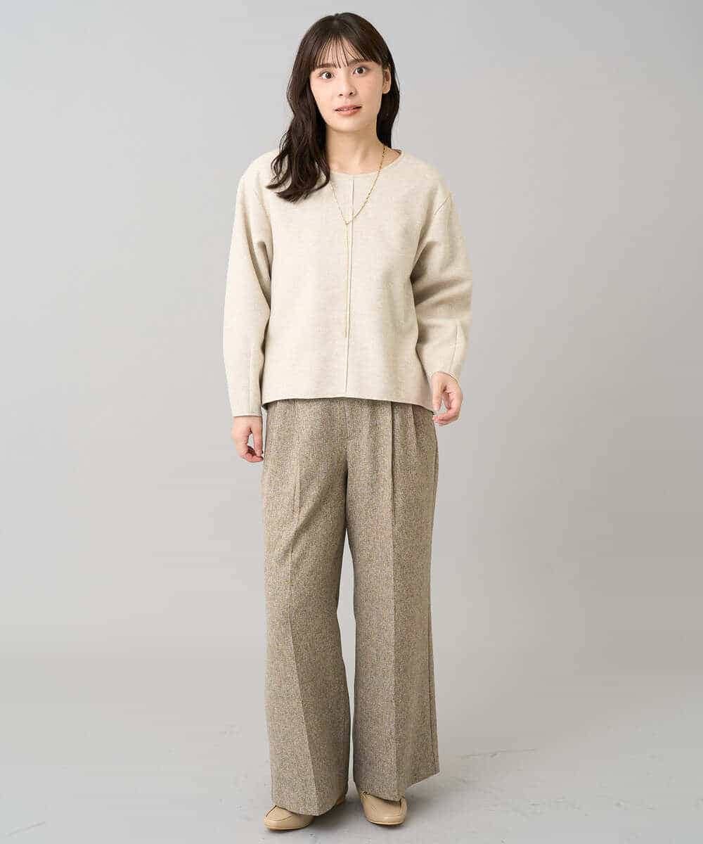 K3LKA25059 a.v.v Elmi(アー・ヴェ・ヴェ) 【低身長サイズ】ツイード調ワイドパンツ グレー