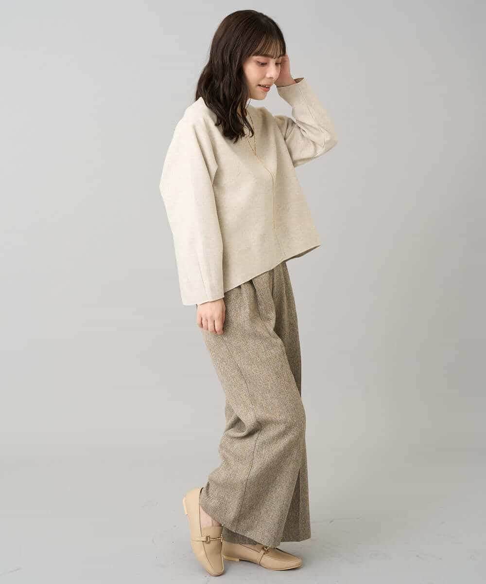 K3LKA25059 a.v.v Elmi(アー・ヴェ・ヴェ) 【低身長サイズ】ツイード調ワイドパンツ グレー