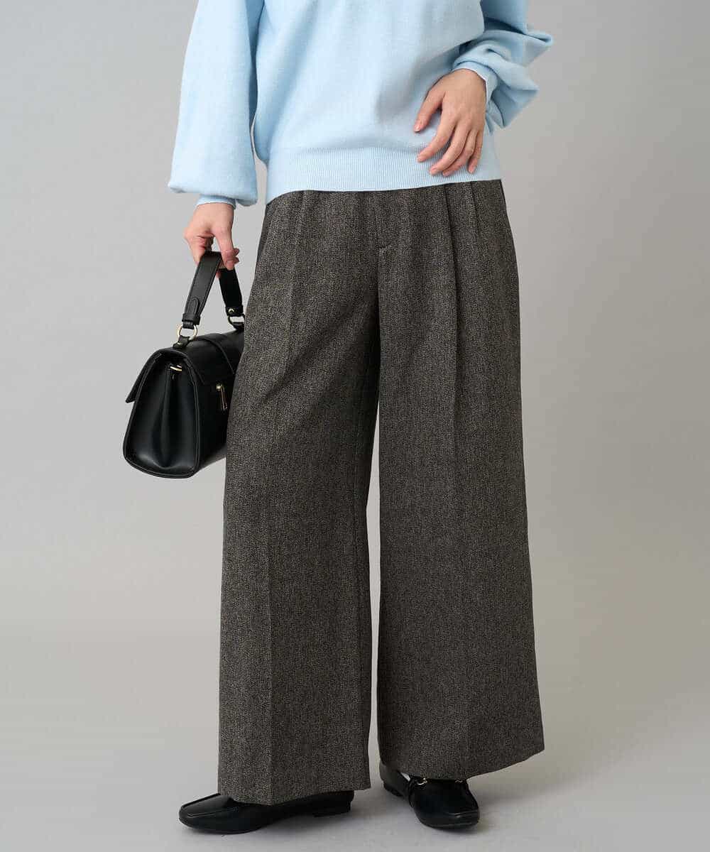 K3LKA25059 a.v.v Elmi(アー・ヴェ・ヴェ) 【低身長サイズ】ツイード調ワイドパンツ グレー