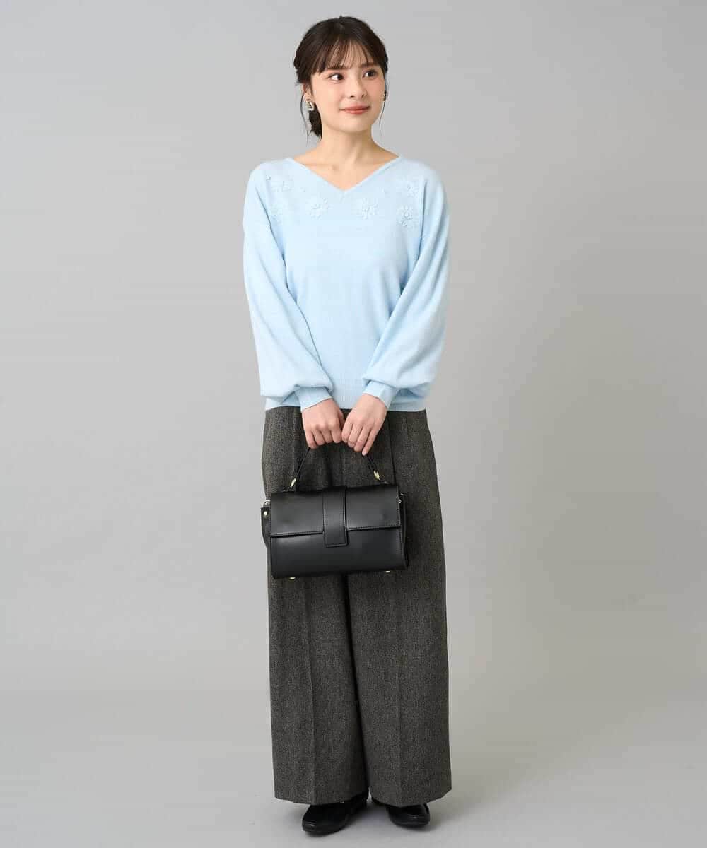 K3LKA25059 a.v.v Elmi(アー・ヴェ・ヴェ) 【低身長サイズ】ツイード調ワイドパンツ グレー