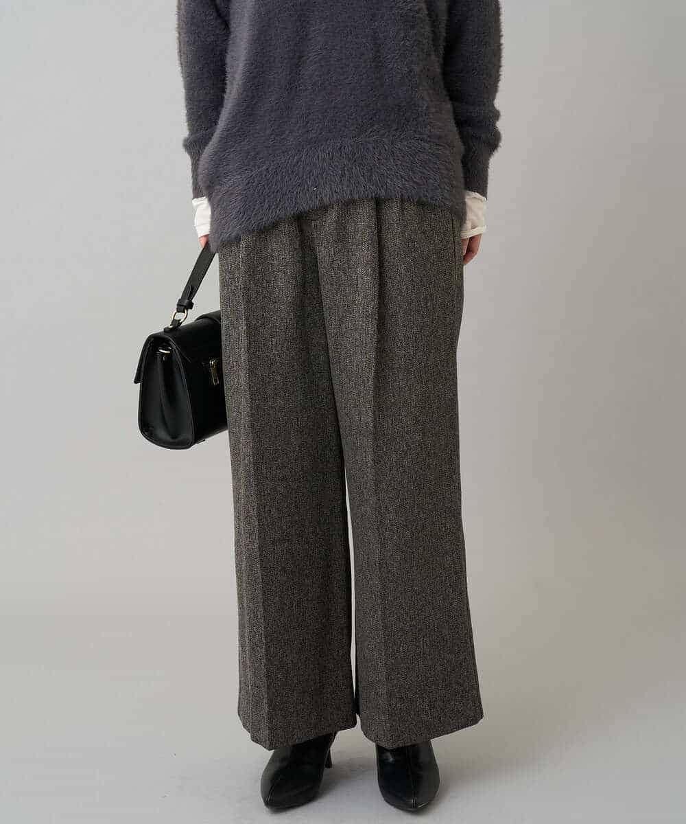 K3LKA25059 a.v.v Elmi(アー・ヴェ・ヴェ) 【低身長サイズ】ツイード調ワイドパンツ グレー