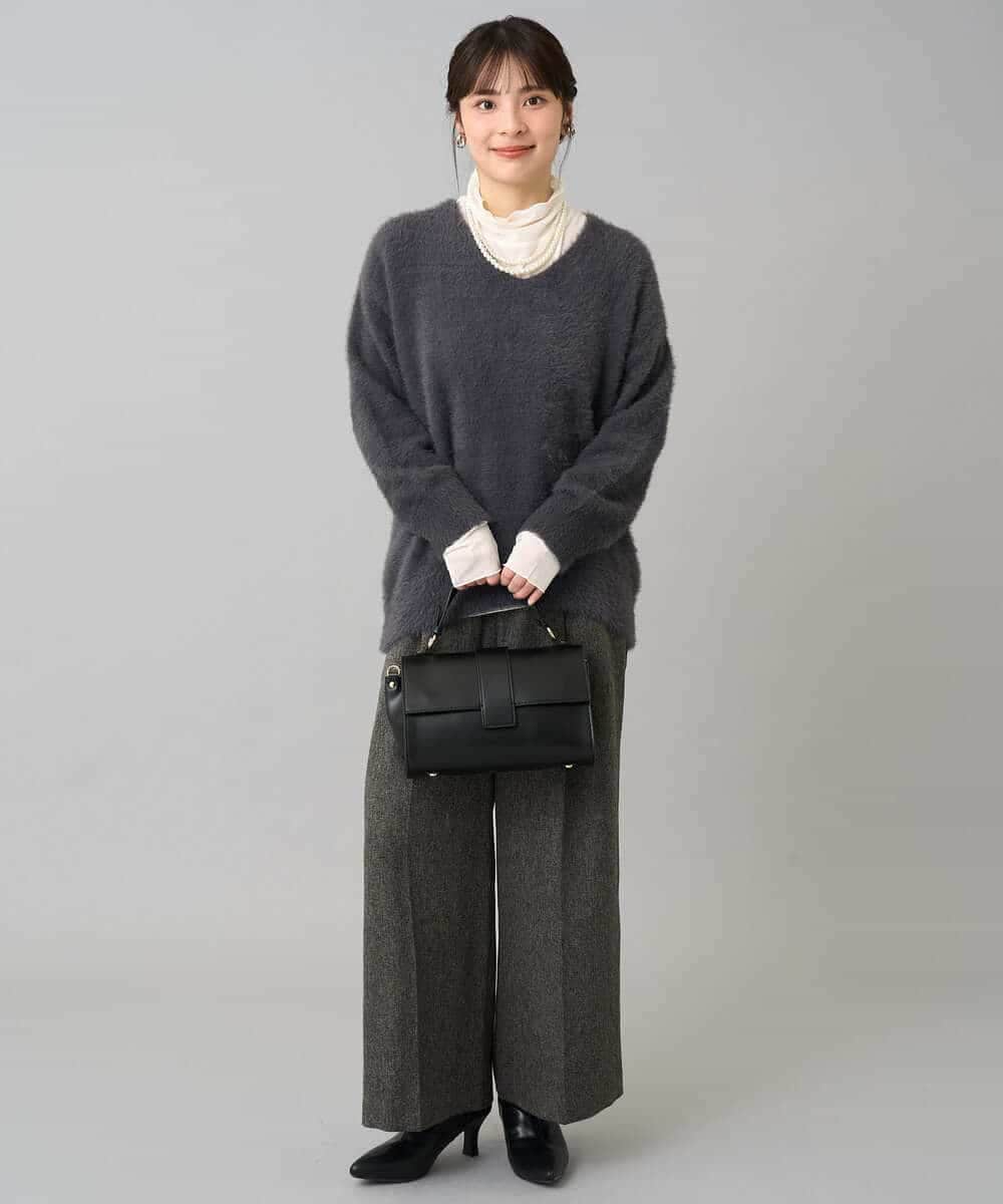 K3LKA25059 a.v.v Elmi(アー・ヴェ・ヴェ) 【低身長サイズ】ツイード調ワイドパンツ グレー