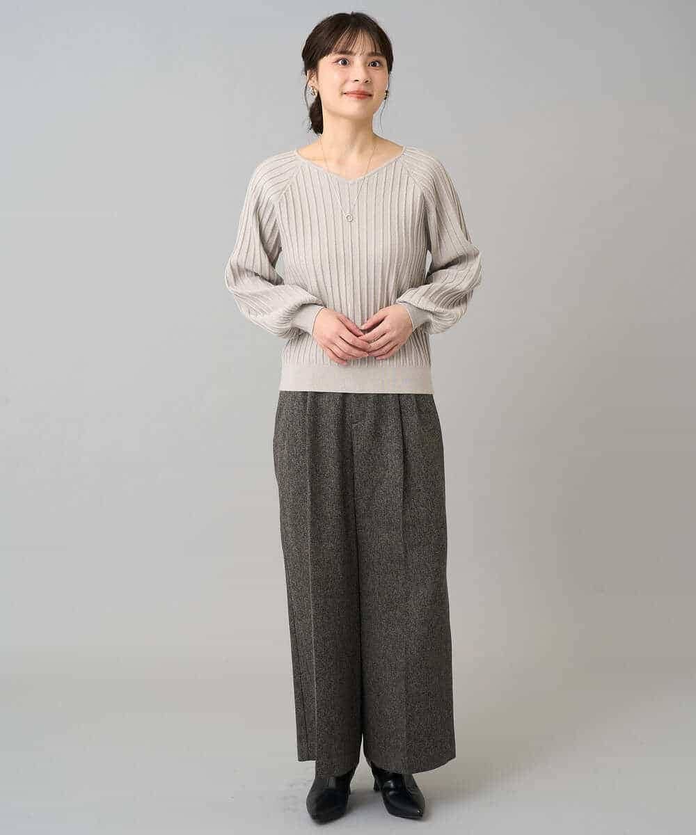 K3LKA25059 a.v.v Elmi(アー・ヴェ・ヴェ) 【低身長サイズ】ツイード調ワイドパンツ グレー