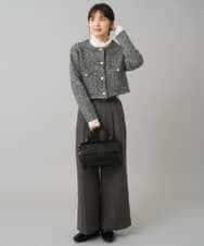 K3LKA25059 a.v.v Elmi(アー・ヴェ・ヴェ) 【低身長サイズ】ツイード調ワイドパンツ グレー