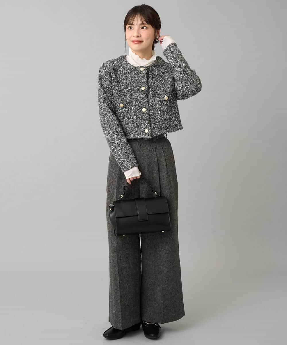 K3LKA25059 a.v.v Elmi(アー・ヴェ・ヴェ) 【低身長サイズ】ツイード調ワイドパンツ グレー