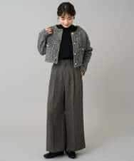 K3LKA25059 a.v.v Elmi(アー・ヴェ・ヴェ) 【低身長サイズ】ツイード調ワイドパンツ グレー