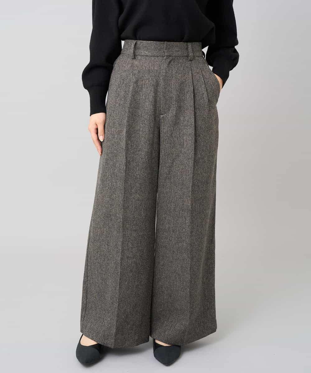 K3LKA25059 a.v.v Elmi(アー・ヴェ・ヴェ) 【低身長サイズ】ツイード調ワイドパンツ グレー