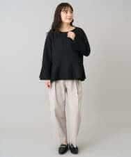 K3LKA26059 a.v.v Elmi(アー・ヴェ・ヴェ) 【低身長サイズ】タックテーパードパンツ ブラック