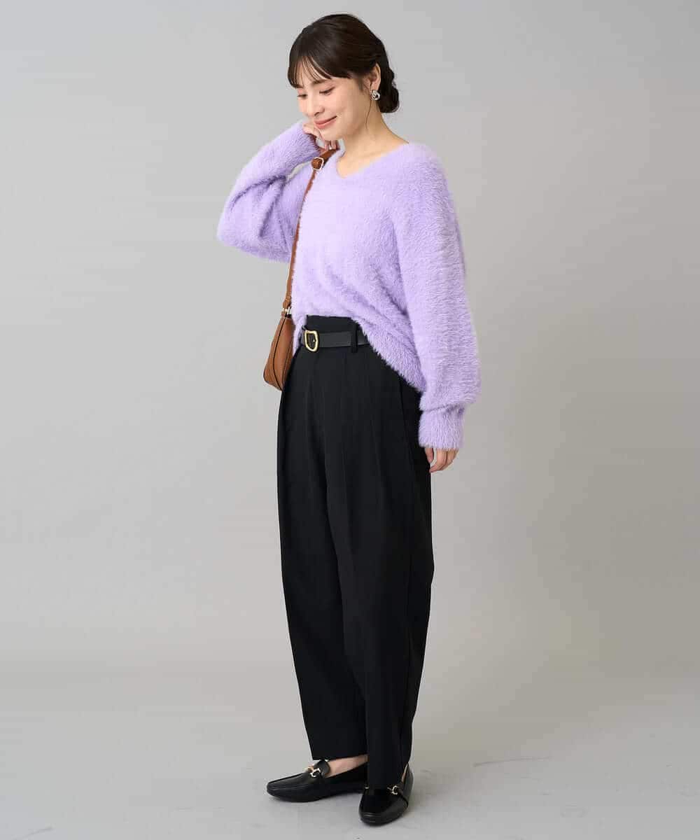 K3LKA26059 a.v.v Elmi(アー・ヴェ・ヴェ) 【低身長サイズ】タックテーパードパンツ ブラック