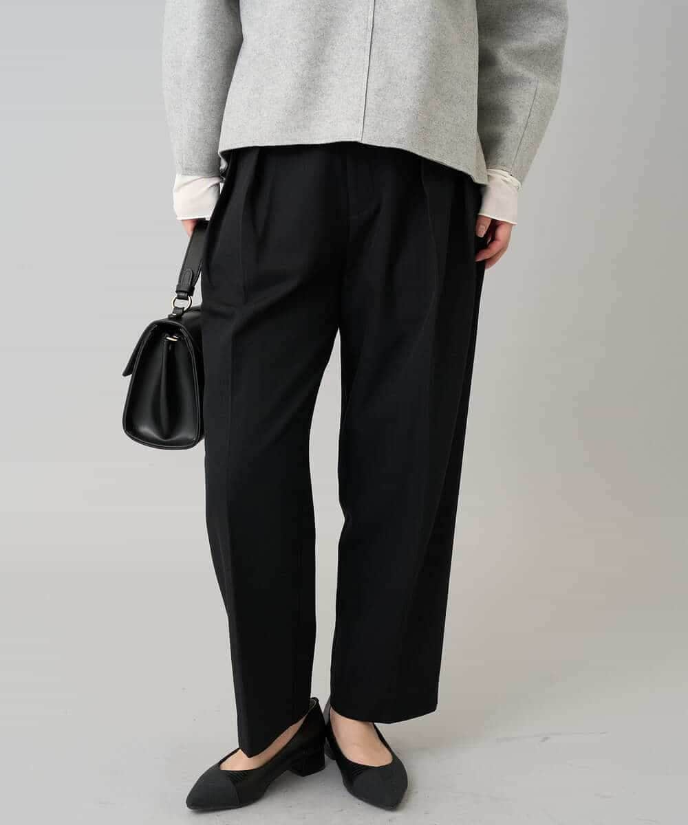 K3LKA26059 a.v.v Elmi(アー・ヴェ・ヴェ) 【低身長サイズ】タックテーパードパンツ ブラック