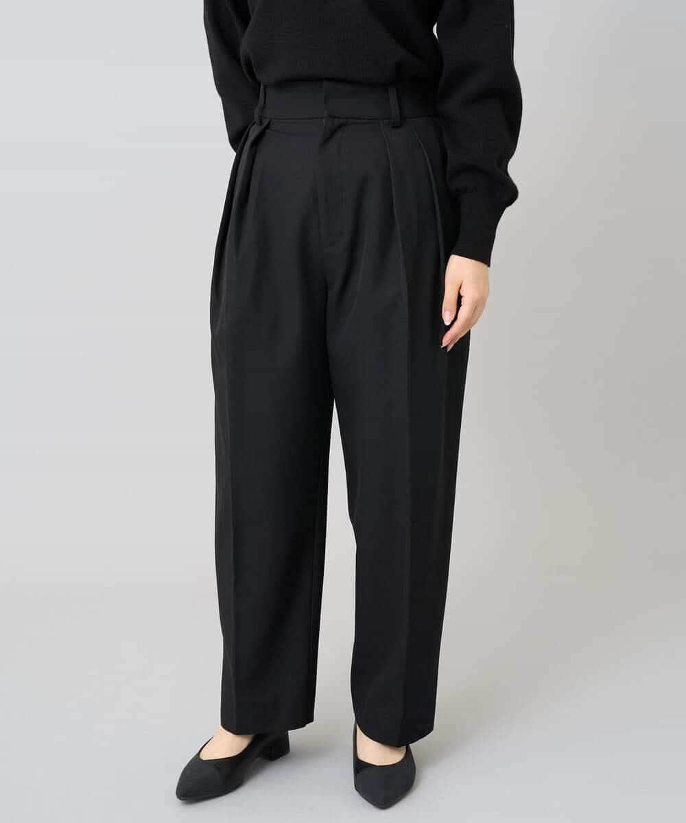 K3LKA26059 a.v.v Elmi(アー・ヴェ・ヴェ) 【低身長サイズ】タックテーパードパンツ ブラック