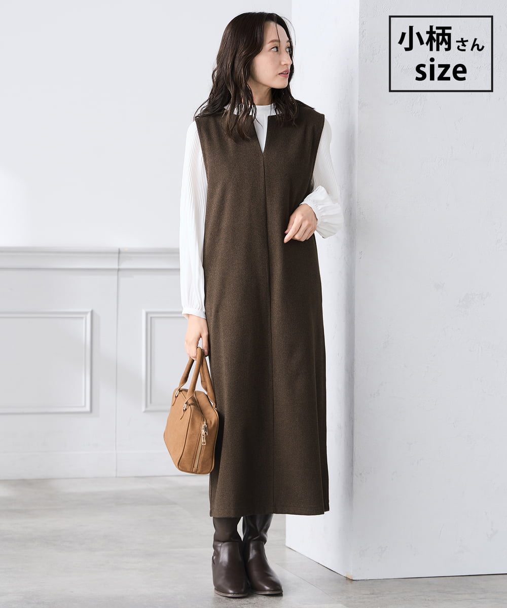 K3PBD02069 a.v.v Elmi(アー・ヴェ・ヴェ) 【低身長サイズ】千鳥ジャカードジャンスカ ブラウン