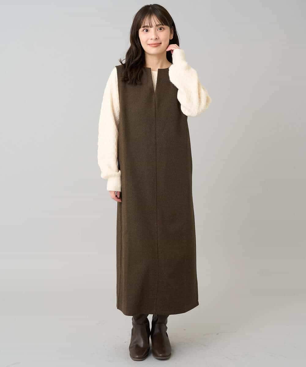 K3PBD02069 a.v.v Elmi(アー・ヴェ・ヴェ) 【低身長サイズ】千鳥ジャカードジャンスカ ブラック