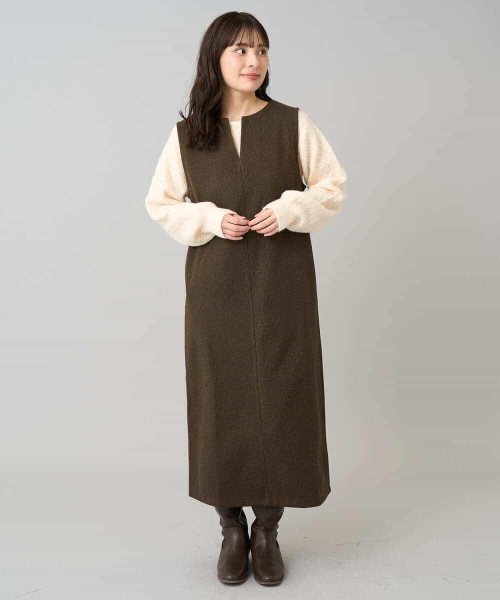 K3PBD02069 a.v.v Elmi(アー・ヴェ・ヴェ) 【低身長サイズ】千鳥ジャカードジャンスカ ブラック