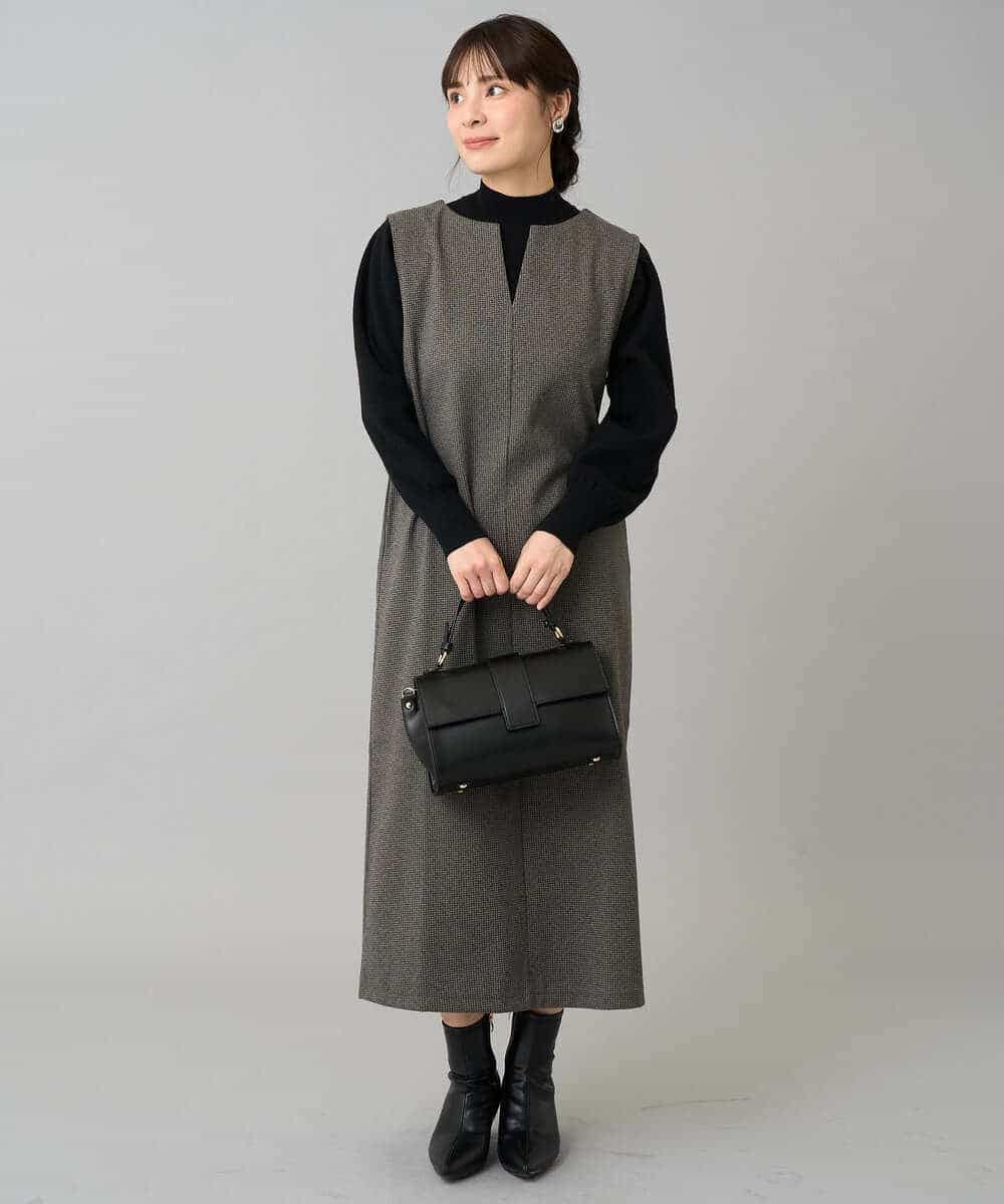 K3PBD02069 a.v.v Elmi(アー・ヴェ・ヴェ) 【低身長サイズ】千鳥ジャカードジャンスカ ブラック