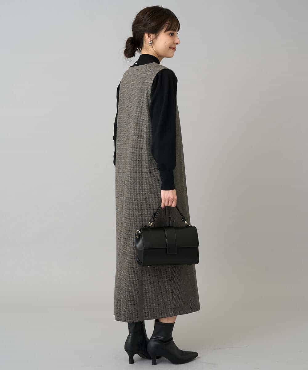 K3PBD02069 a.v.v Elmi(アー・ヴェ・ヴェ) 【低身長サイズ】千鳥ジャカードジャンスカ ブラック