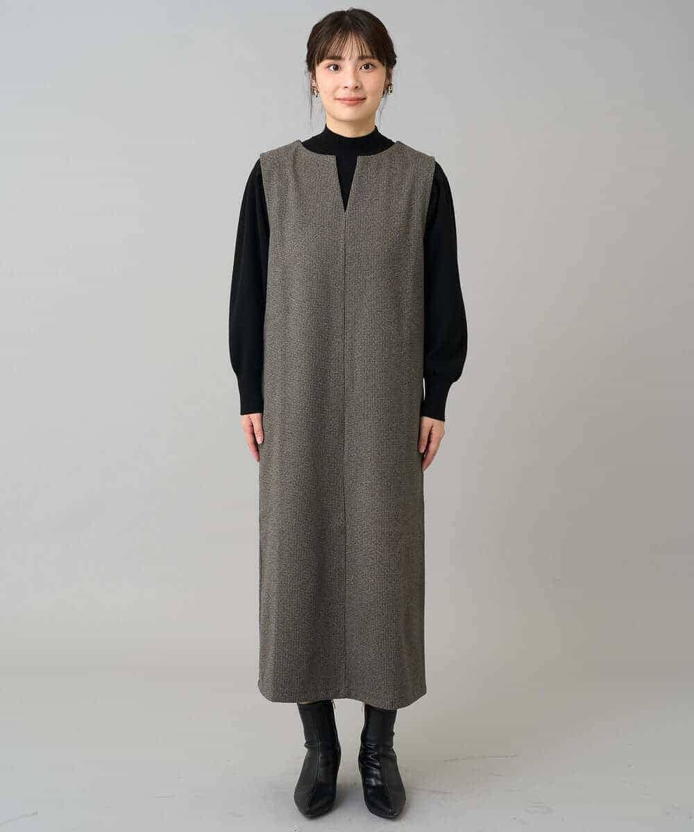 K3PBD02069 a.v.v Elmi(アー・ヴェ・ヴェ) 【低身長サイズ】千鳥ジャカードジャンスカ ブラック