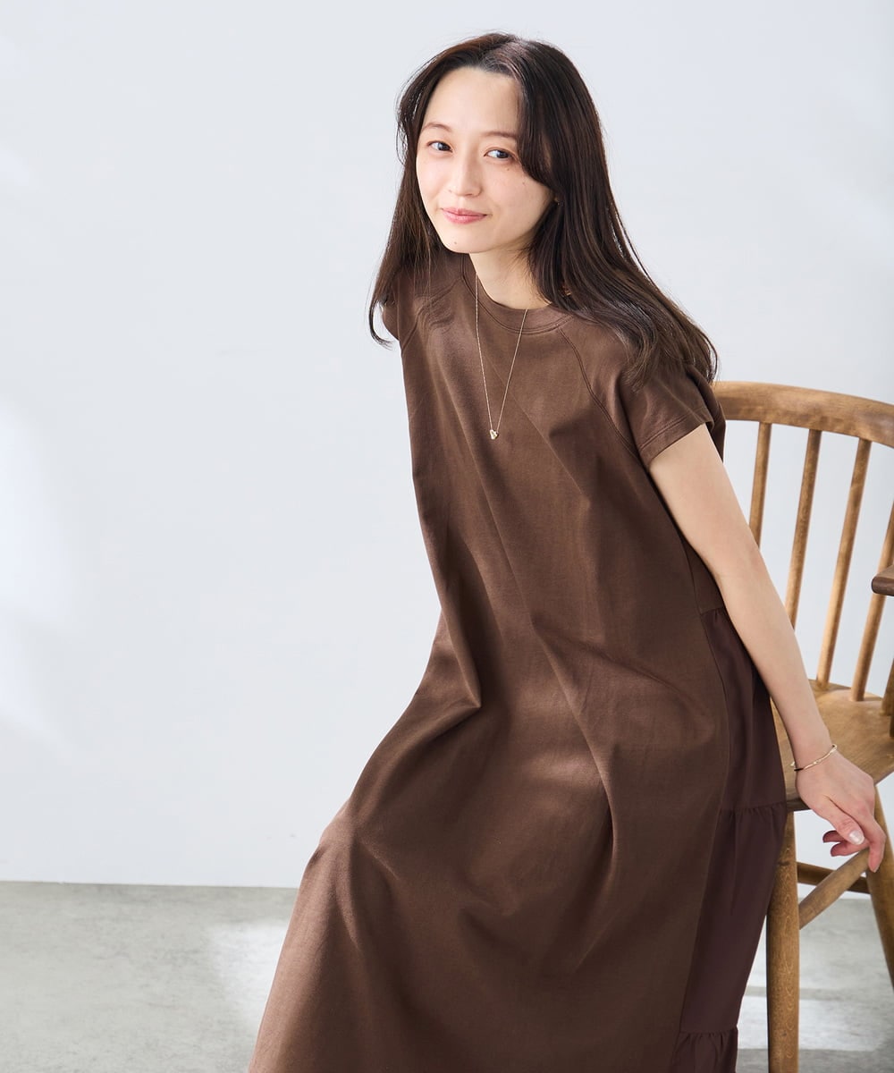 K3PHD05059 a.v.v Elmi(アー・ヴェ・ヴェ) 【低身長サイズ】バックティアードワンピース ブラウン