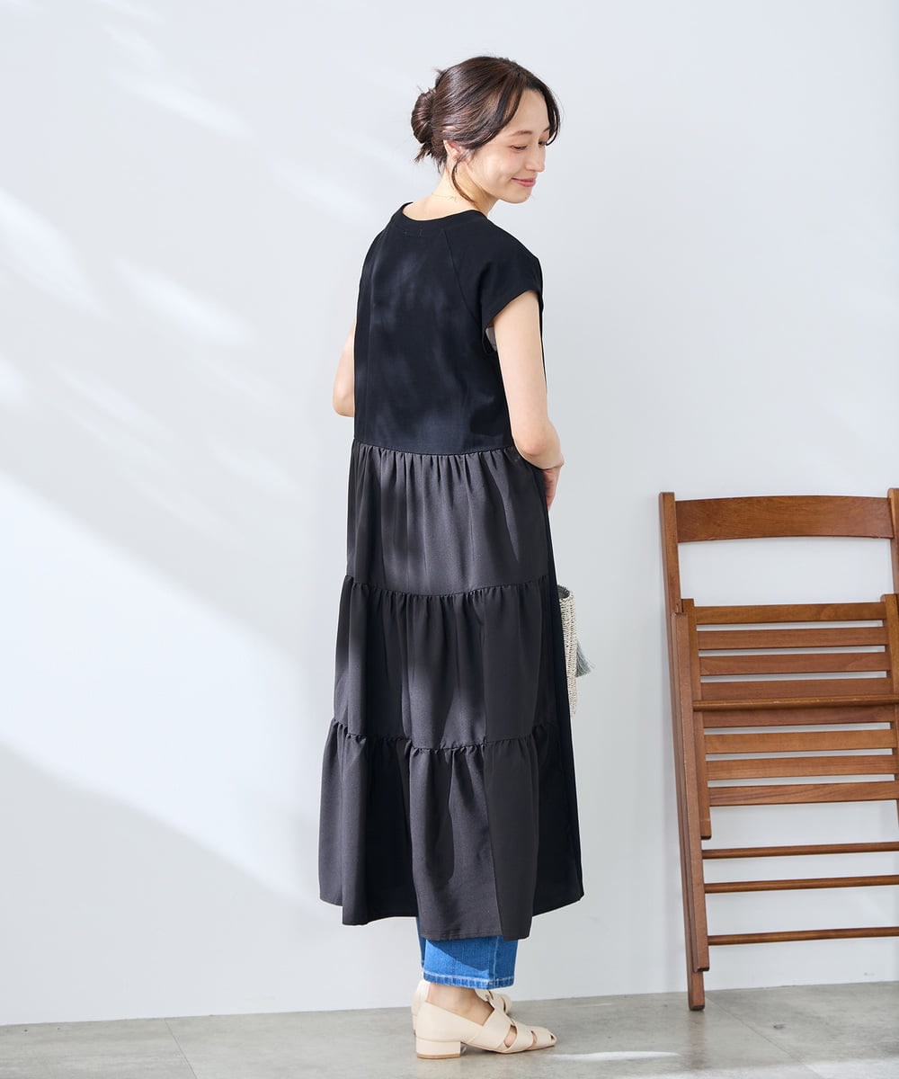 K3PHD05059 a.v.v Elmi(アー・ヴェ・ヴェ) 【低身長サイズ】バックティアードワンピース ブラウン