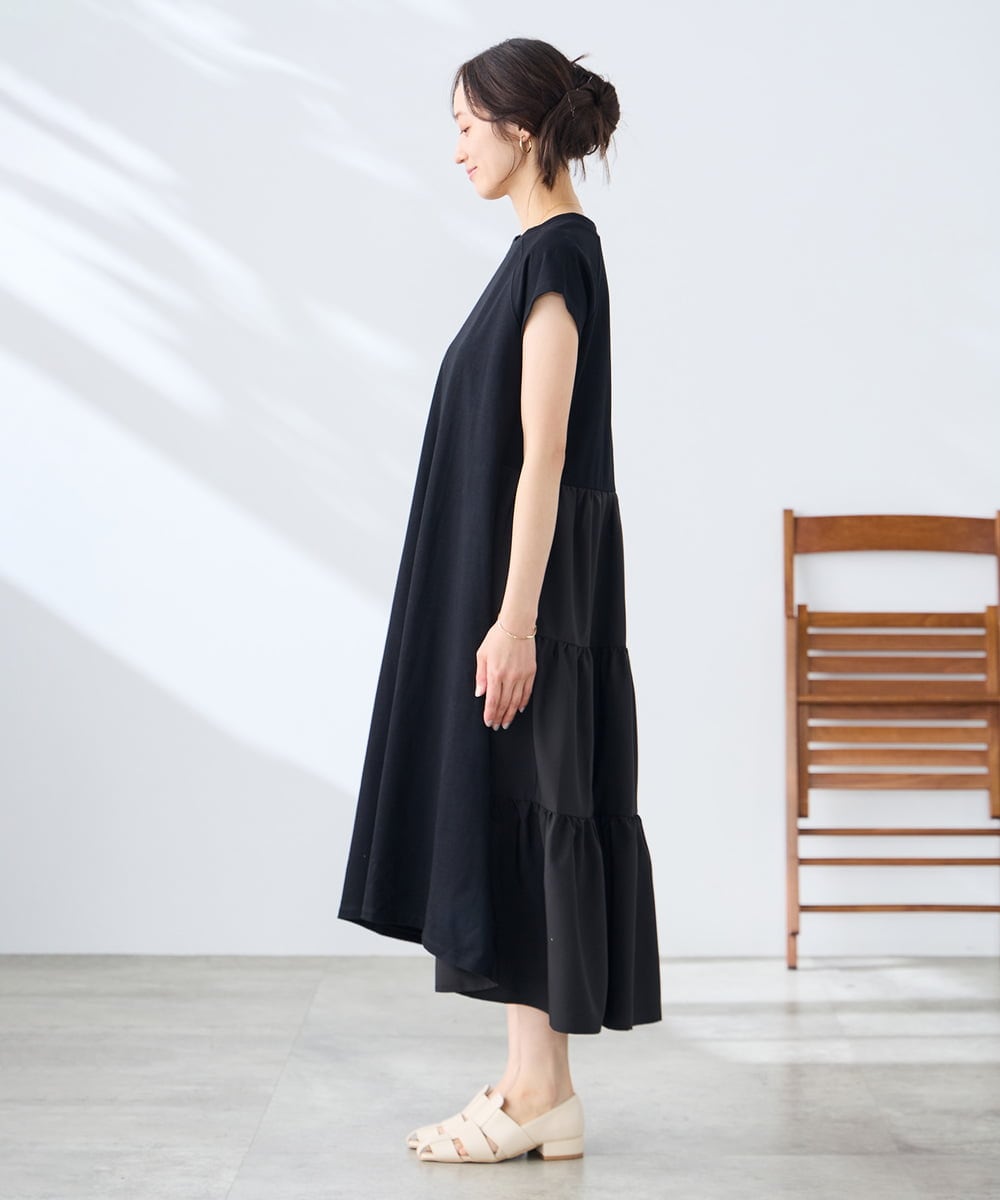 K3PHD05059 a.v.v Elmi(アー・ヴェ・ヴェ) 【低身長サイズ】バックティアードワンピース ブラウン