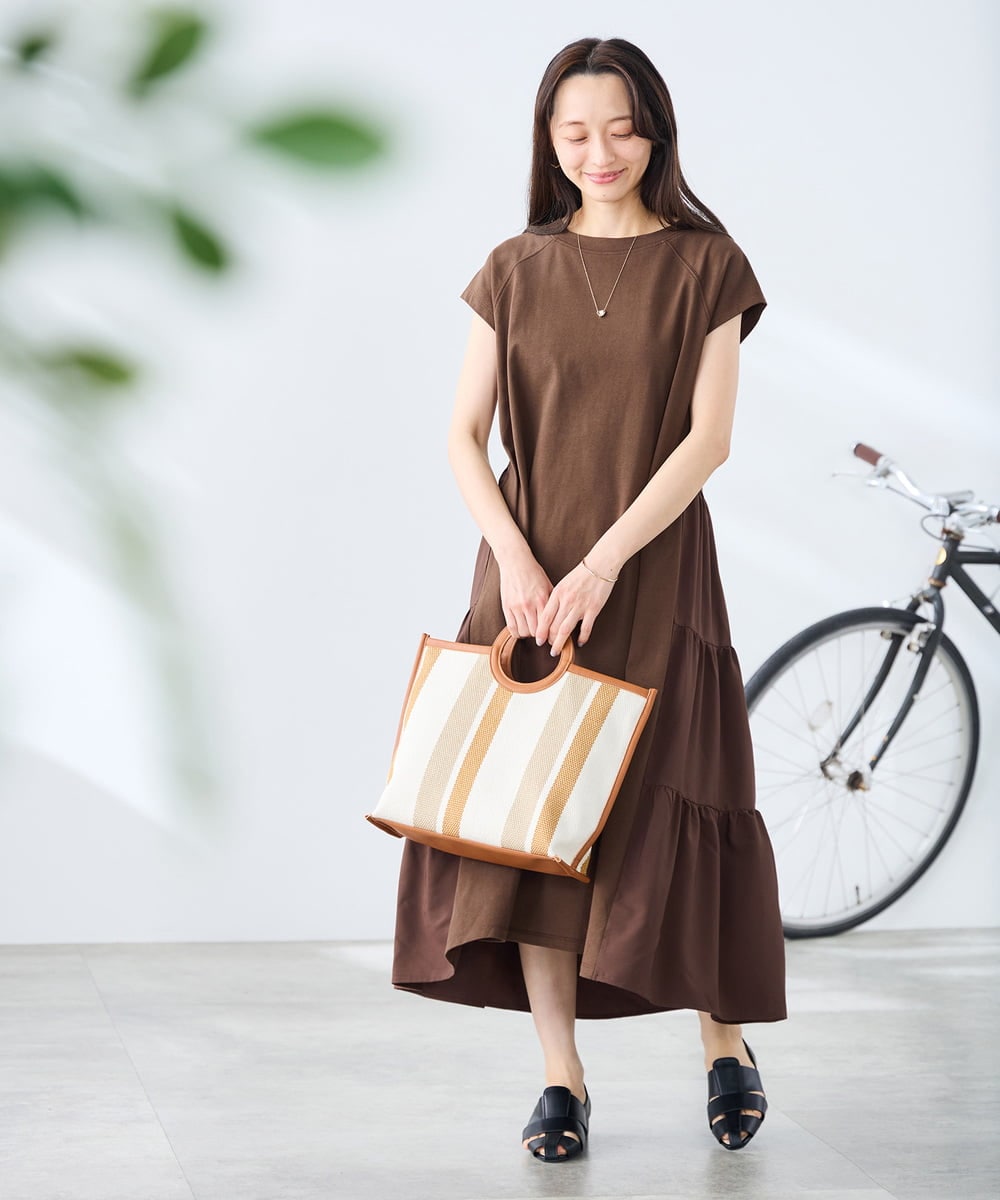 K3PHD05059 a.v.v Elmi(アー・ヴェ・ヴェ) 【低身長サイズ】バックティアードワンピース ブラウン