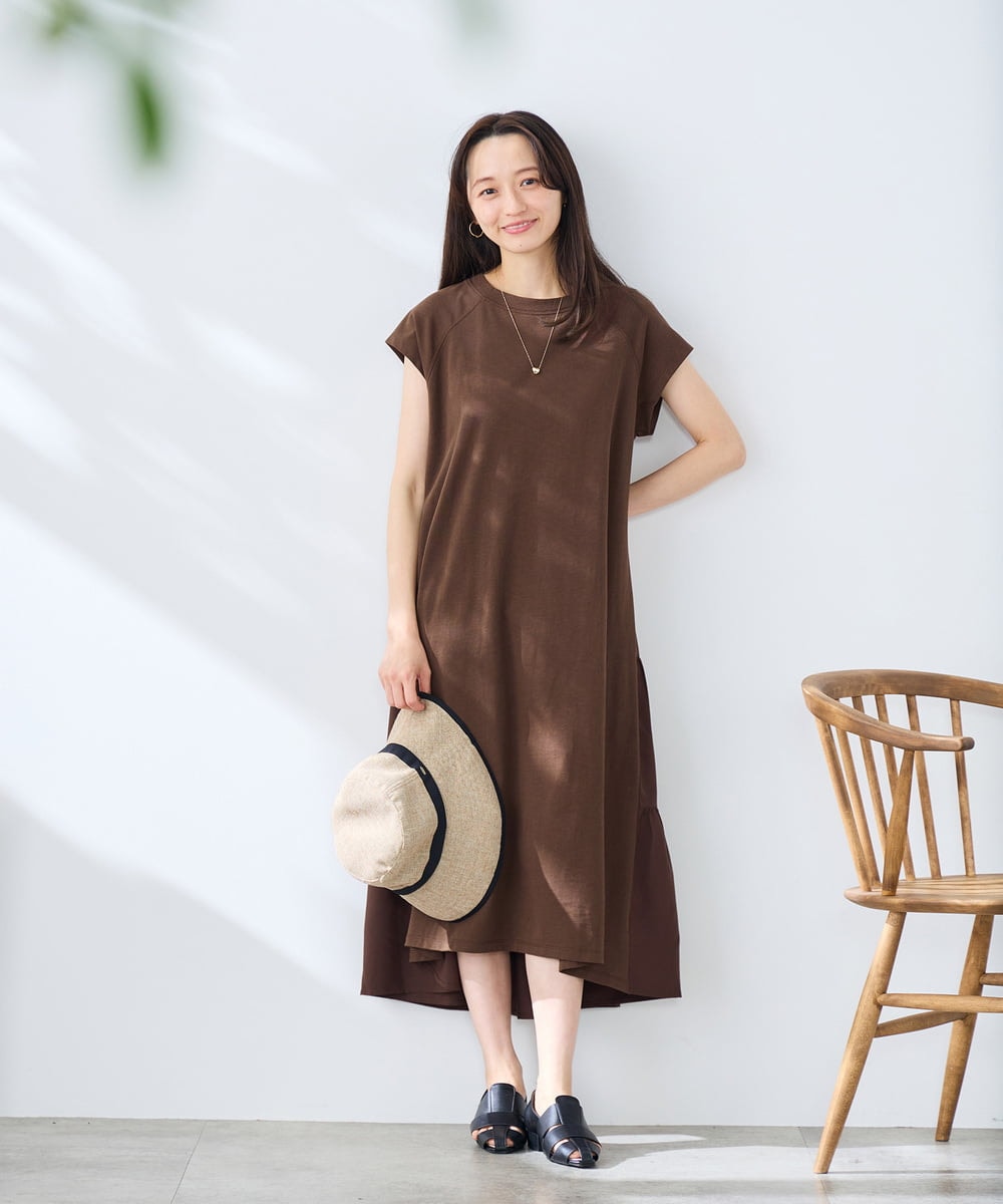 K3PHD05059 a.v.v Elmi(アー・ヴェ・ヴェ) 【低身長サイズ】バックティアードワンピース ブラウン