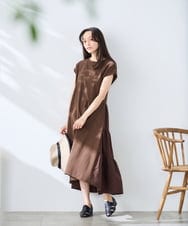 K3PHD05059 a.v.v Elmi(アー・ヴェ・ヴェ) 【低身長サイズ】バックティアードワンピース ブラウン