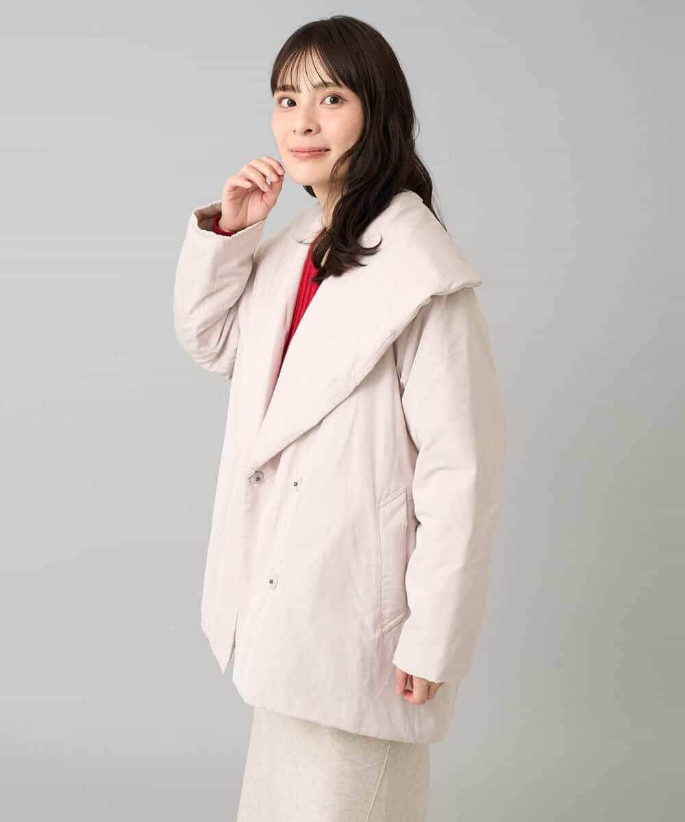 K3UKA15139 a.v.v Elmi(アー・ヴェ・ヴェ) 【低身長サイズ】ショールカラー中綿コート ブラック