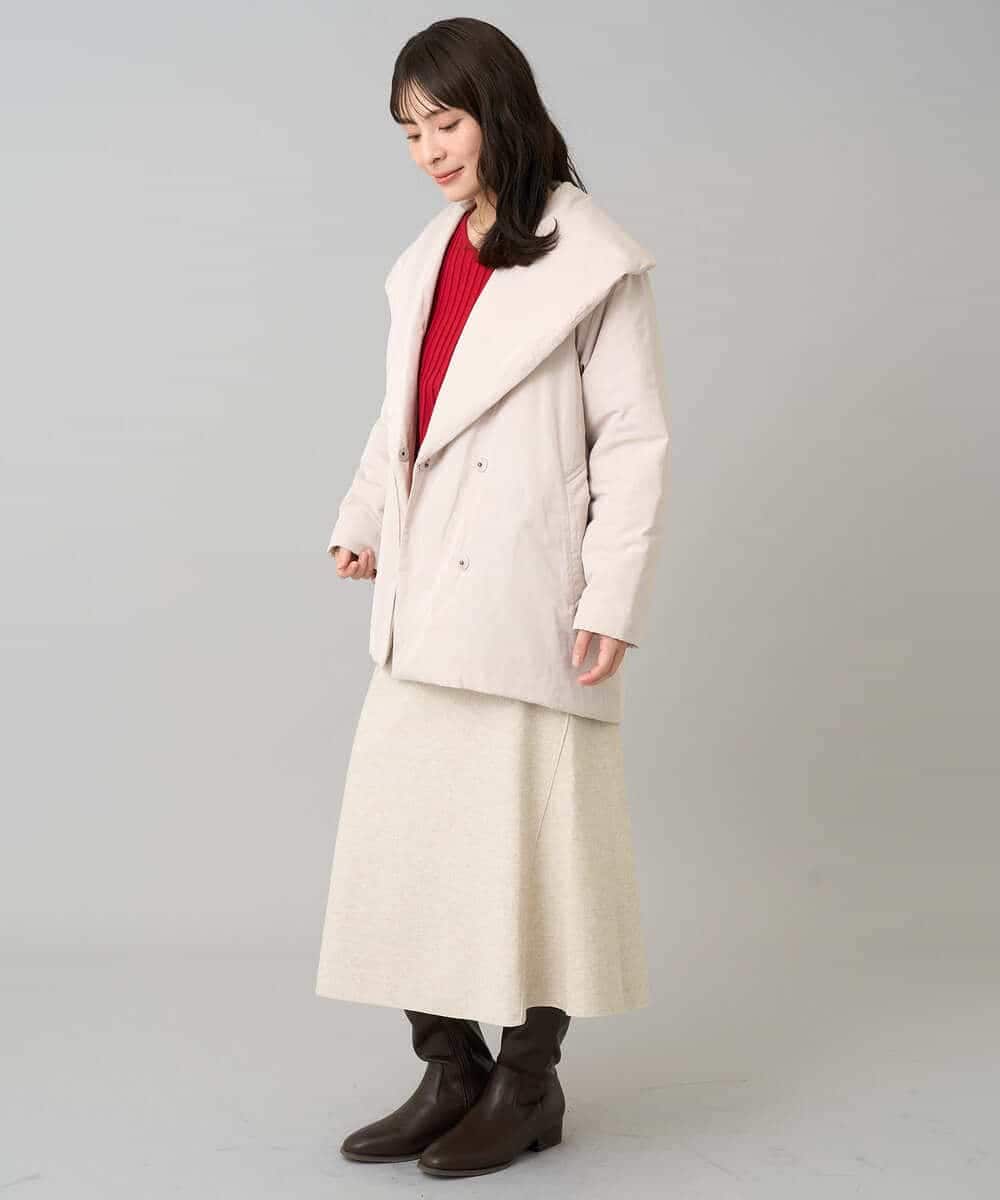 K3UKA15139 a.v.v Elmi(アー・ヴェ・ヴェ) 【低身長サイズ】ショールカラー中綿コート ブラック