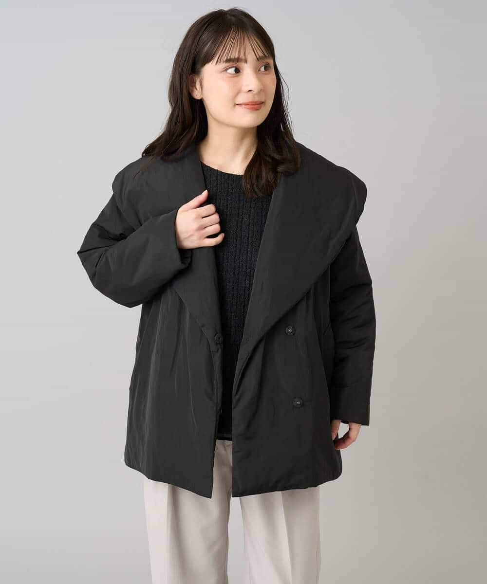 K3UKA15139 a.v.v Elmi(アー・ヴェ・ヴェ) 【低身長サイズ】ショールカラー中綿コート ブラック