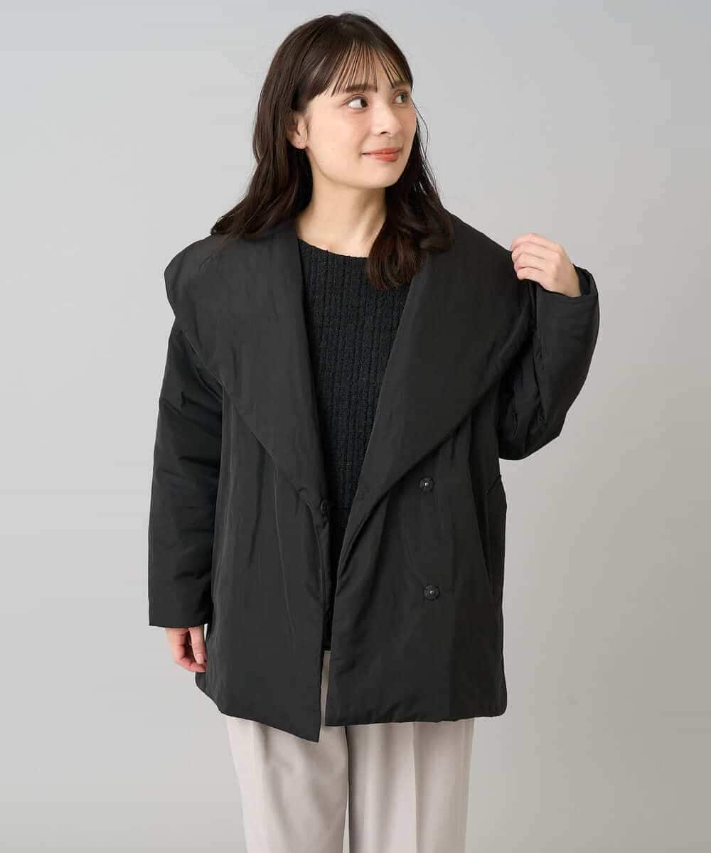 K3UKA15139 a.v.v Elmi(アー・ヴェ・ヴェ) 【低身長サイズ】ショールカラー中綿コート ブラック