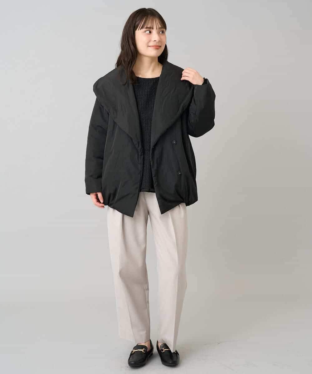 K3UKA15139 a.v.v Elmi(アー・ヴェ・ヴェ) 【低身長サイズ】ショールカラー中綿コート ブラック