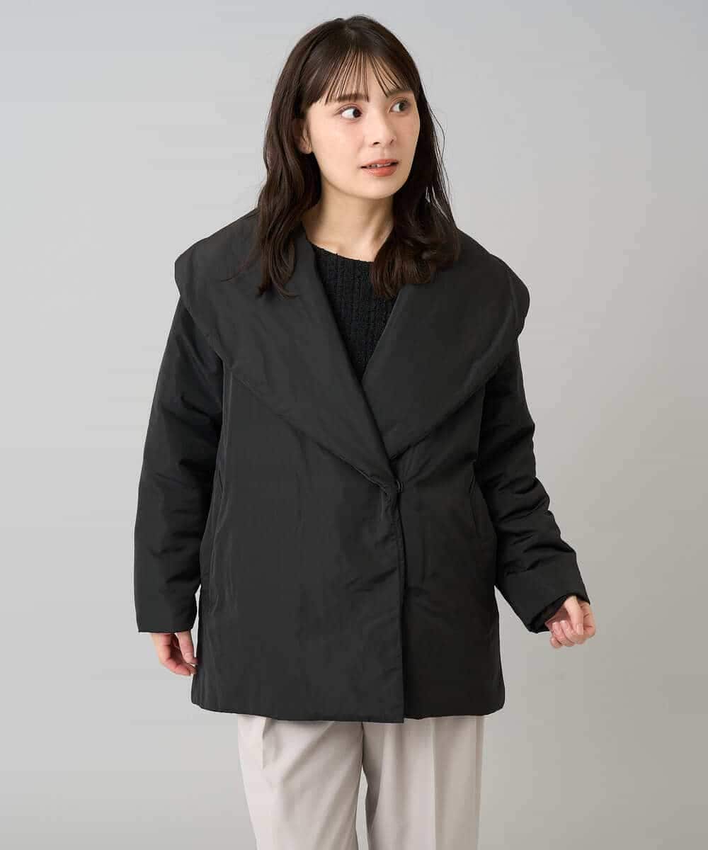 K3UKA15139 a.v.v Elmi(アー・ヴェ・ヴェ) 【低身長サイズ】ショールカラー中綿コート ブラック