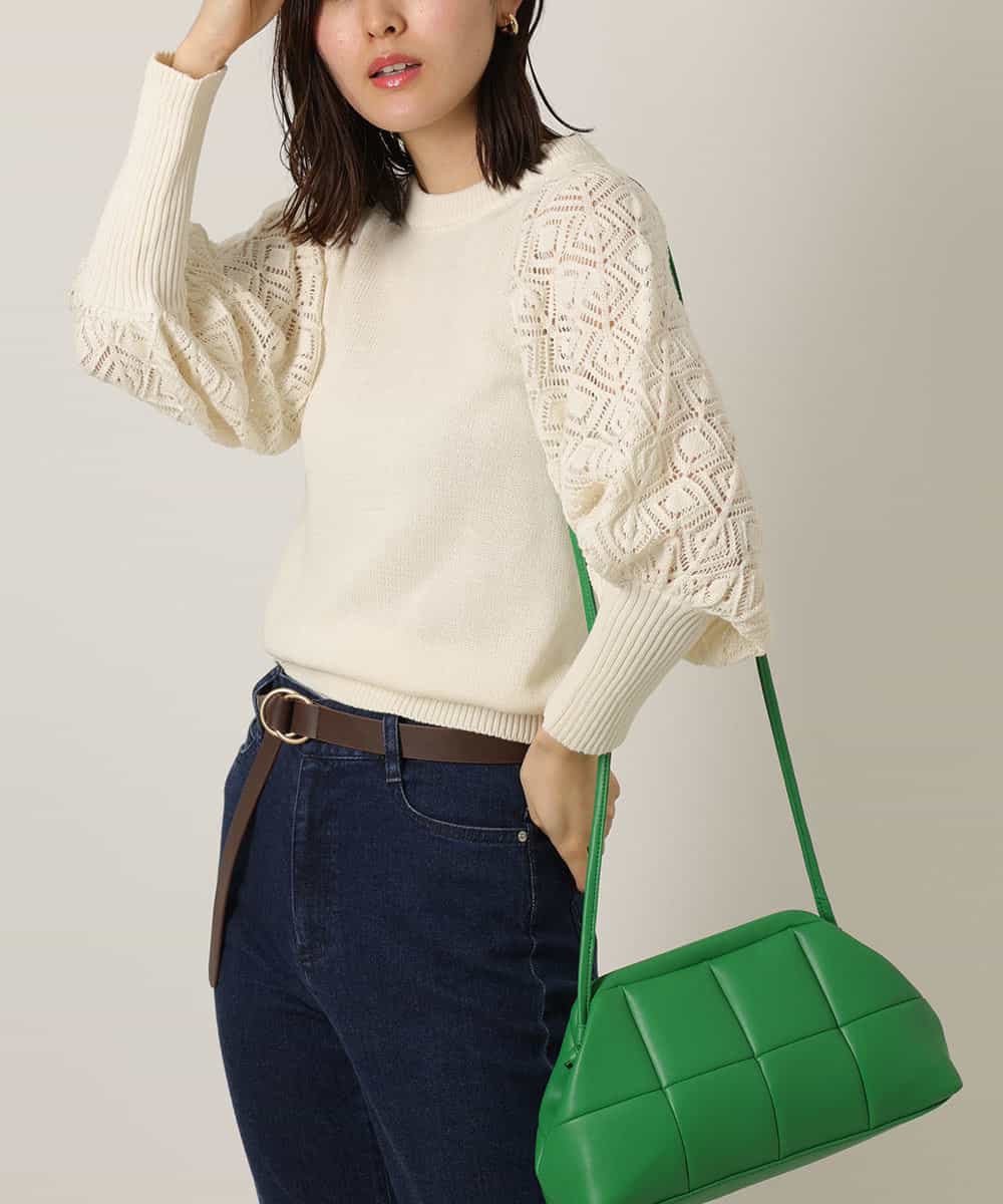 K4FFP01089 a.v.v Charme 【a.v.v Charme】スカシマトンスリーブニット ホワイト