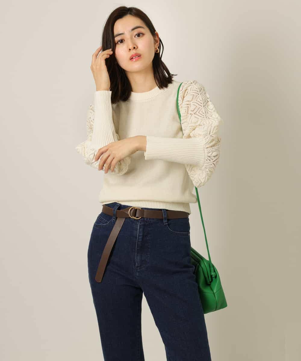 K4FFP01089 a.v.v Charme 【a.v.v Charme】スカシマトンスリーブニット ホワイト