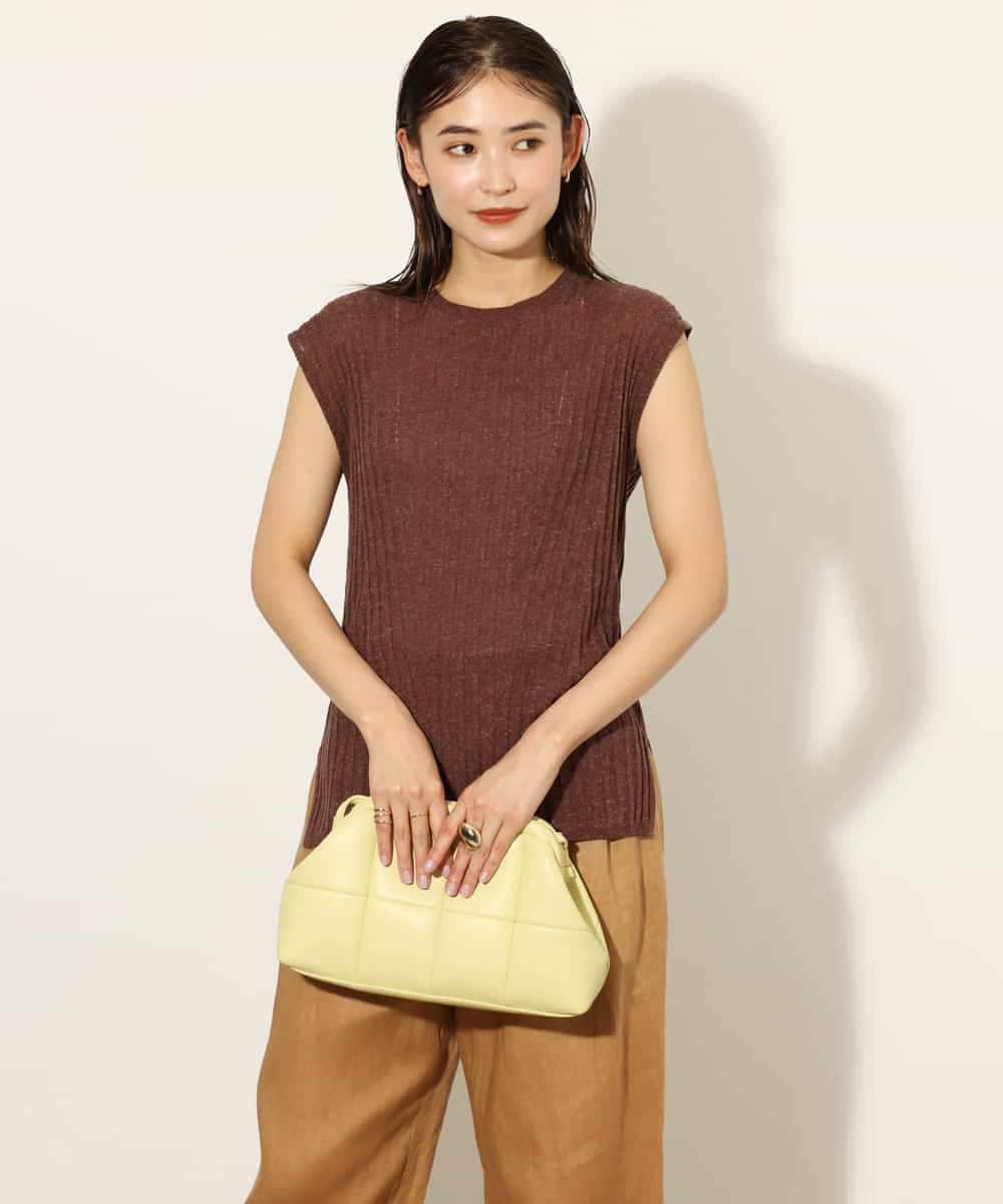 K4FHP03079 a.v.v Charme 【a.v.v Charme】麻混フレンチスリーブニット ブラウン