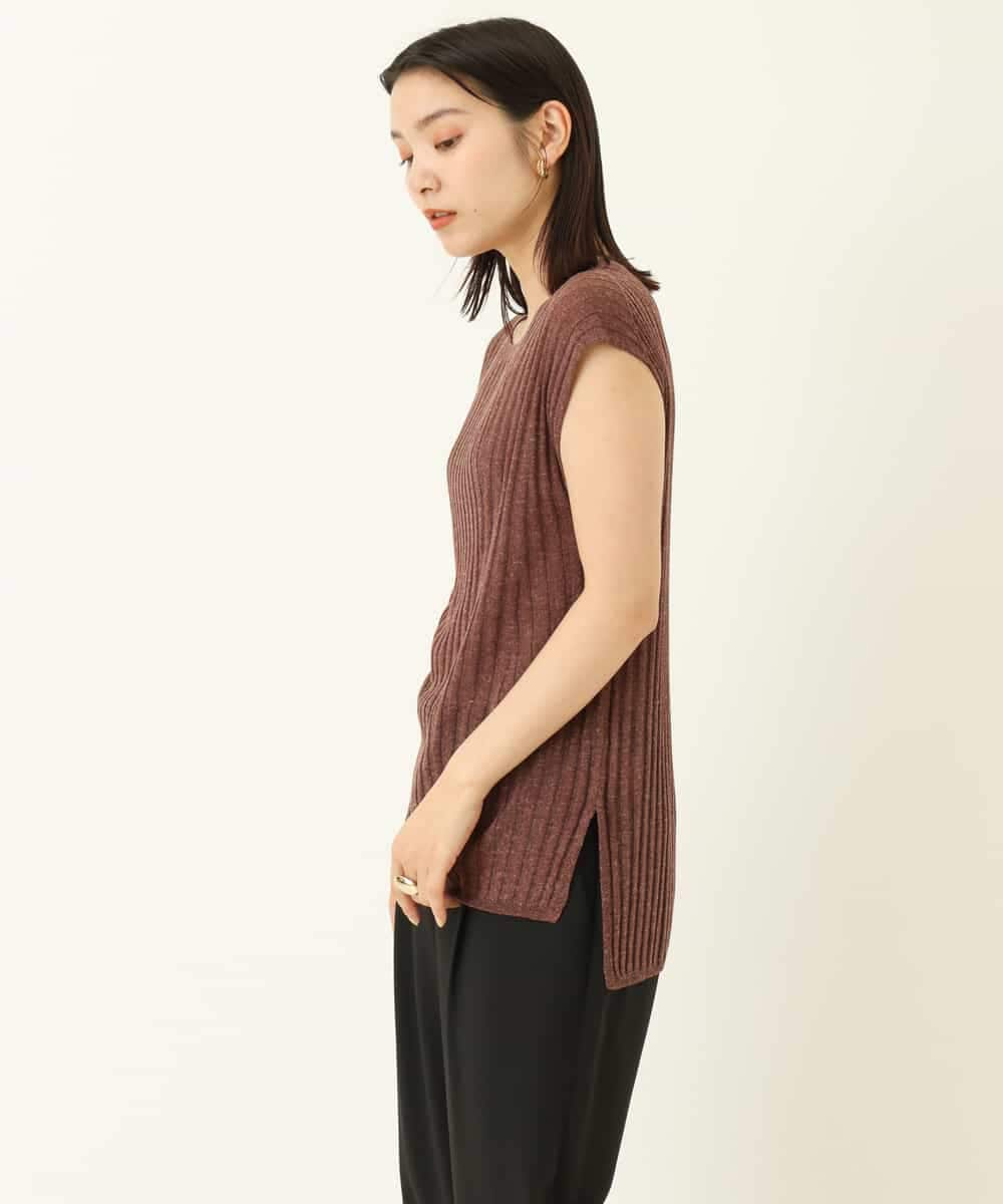 K4FHP03079 a.v.v Charme 【a.v.v Charme】麻混フレンチスリーブニット ブラウン