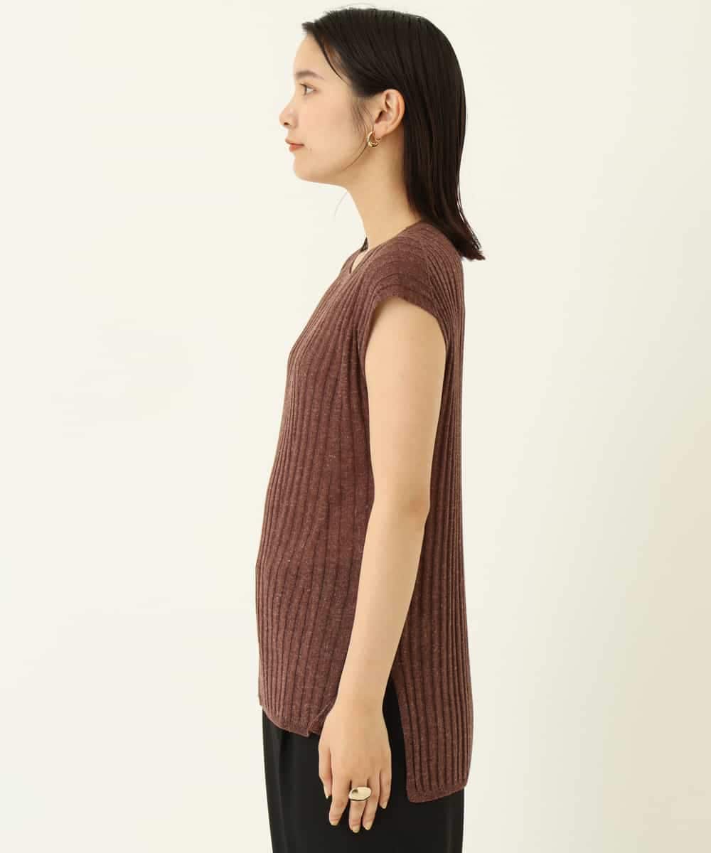 K4FHP03079 a.v.v Charme 【a.v.v Charme】麻混フレンチスリーブニット ブラウン