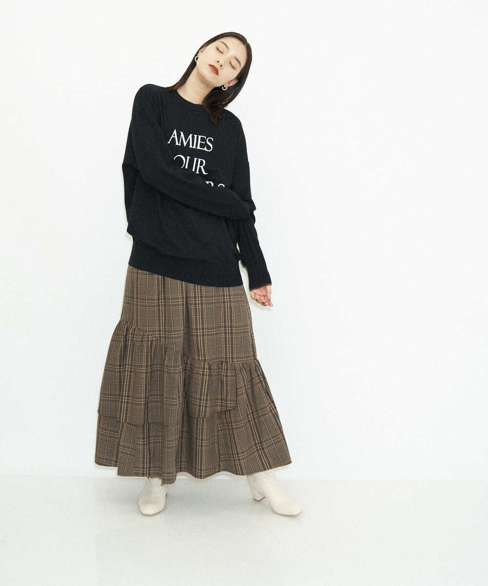 K4HJP01089 a.v.v Charme 【a.v.v Charme】イレヘムティアードチェックスカート ブラウン