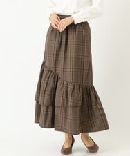 K4HJP01089 a.v.v Charme 【a.v.v Charme】イレヘムティアードチェックスカート ブラウン