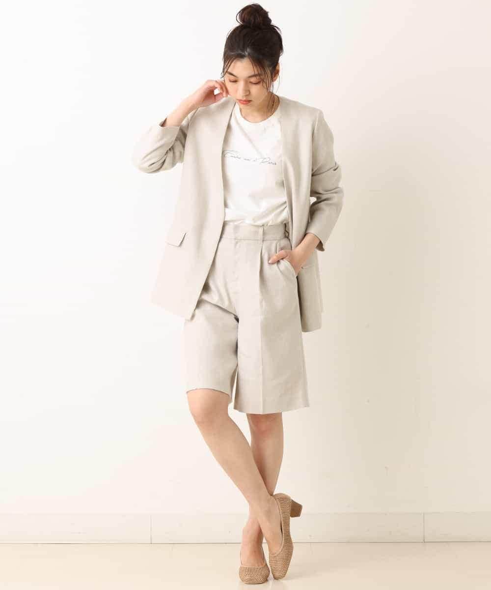 K4LFM56089 a.v.v Charme 【a.v.v Charme/セットアップ対応】リネン混バミューダパンツ グリーン