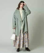 K4UAP02159 a.v.v Charme 【a.v.v Charme】Wフェイスドレープラペルハーフコート カーキ