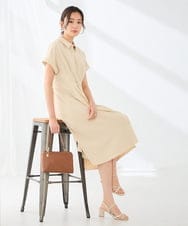 K6EHF27089 a.v.v(アー・ヴェ・ヴェ) 【WEB限定】ドルマンスリーブシャツワンピース ネイビー