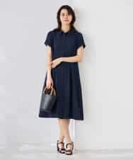 K6EHF27089 a.v.v(アー・ヴェ・ヴェ) 【WEB限定】ドルマンスリーブシャツワンピース ネイビー