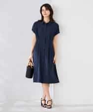 K6EHF27089 a.v.v(アー・ヴェ・ヴェ) 【WEB限定】ドルマンスリーブシャツワンピース ネイビー
