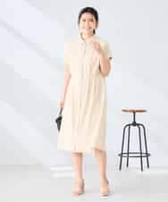 K6EHF27089 a.v.v(アー・ヴェ・ヴェ) 【WEB限定】ドルマンスリーブシャツワンピース ネイビー