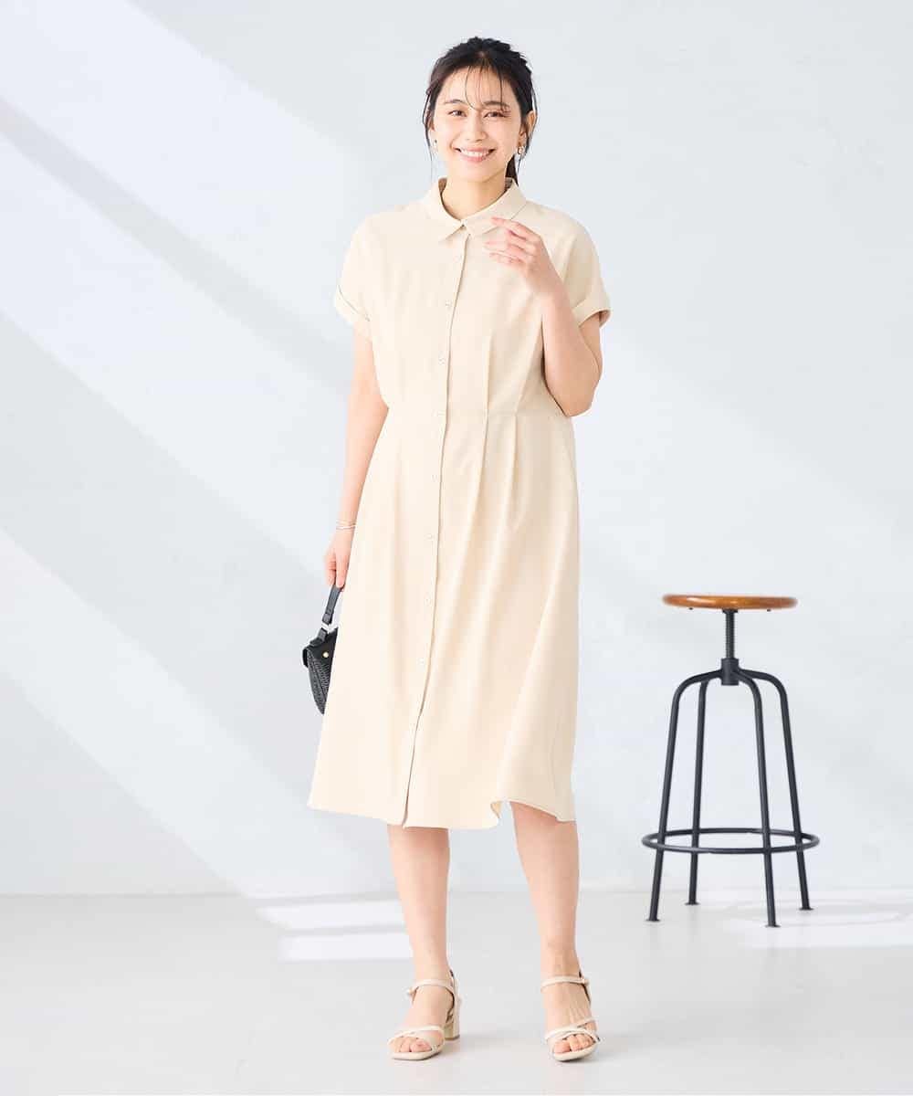 K6EHF27089 a.v.v(アー・ヴェ・ヴェ) 【WEB限定】ドルマンスリーブシャツワンピース ネイビー