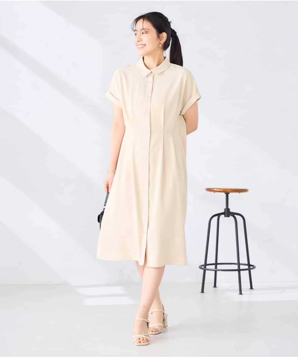 K6EHF27089 a.v.v(アー・ヴェ・ヴェ) 【WEB限定】ドルマンスリーブシャツワンピース ネイビー